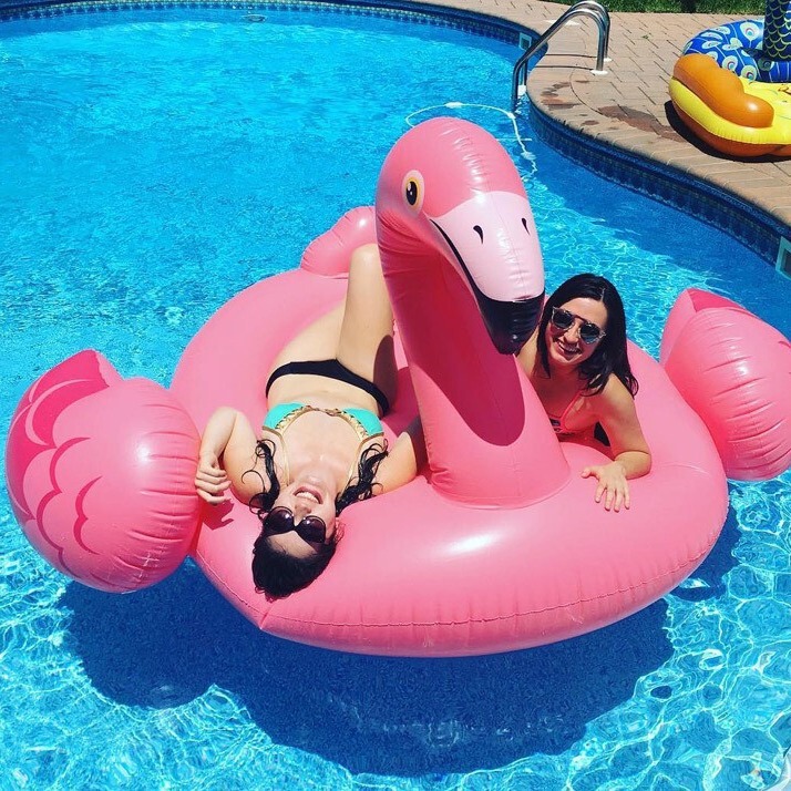 INTEX57288 double people's red crane swimming ring adult water inflatable Mount thickened oversized children's floating bed