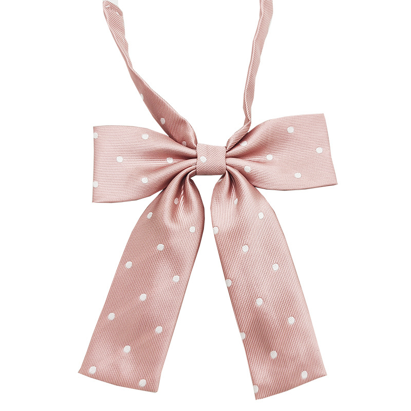 Chicas con lunares pequeños, cuello de mango largo, basin jk pajarita, Japón y Corea del Sur, arco casual, color sólido, fabricante, spot al por mayor