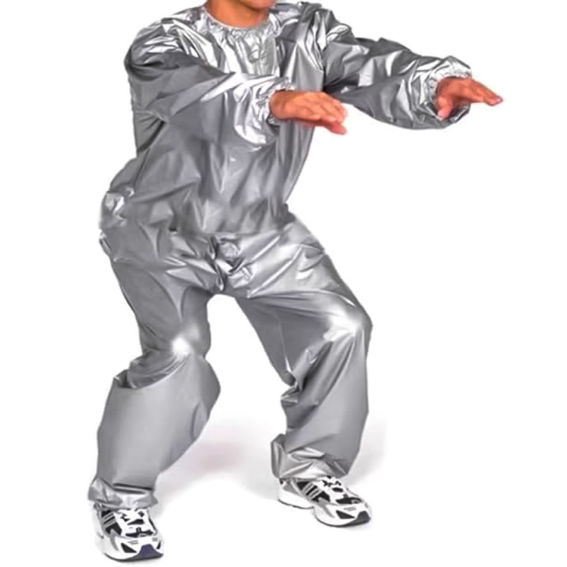 Cross-Border Sports Sauna Suit Long-Sleeved Pvc Sweat Suit Suit for Men and Women Weight Loss Fitness Sweating Running Suit