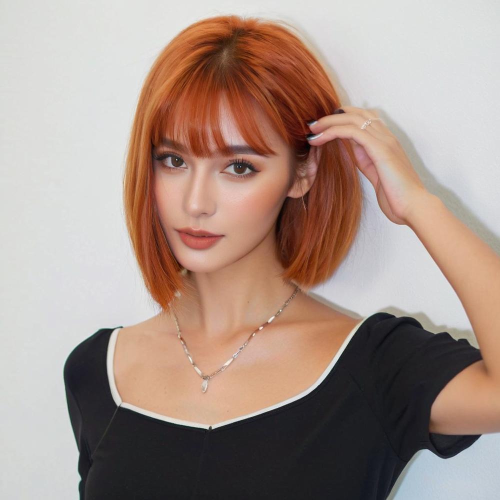 Amazon Cross-Border Wig for Women with Air Bangs Bobo Head Short Hair Full Headgear Stable Supply Factory Wholesale