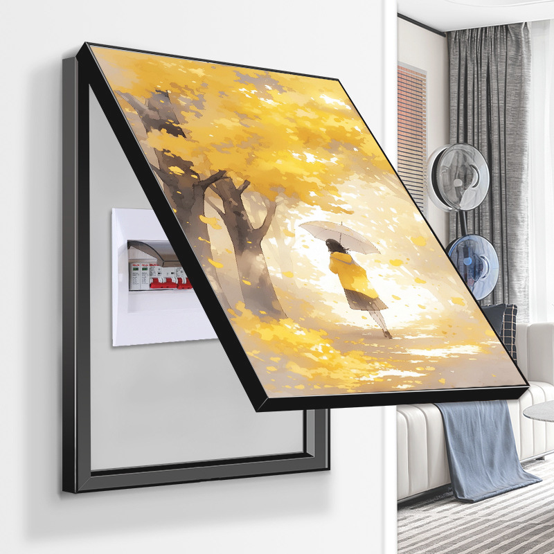 电表箱装饰画竖版免打孔风景卡通人物客厅餐厅电箱电闸盒遮挡壁画