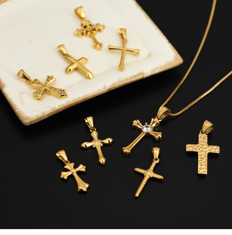 3g Weight Pendant Jewelry Making Type Real Gold Plated Plating Material 1 Piece Quantity Daily Occasion 304 Stainless Steel Material Cross Pattern All Seasons Season Unisex Gender Polished Finish Retro, Classic Style Style Waterproof Non Tarnish Craft 1 Piece 304 Stainless Steel Real Gold Plated Cross Polished Pendant 5