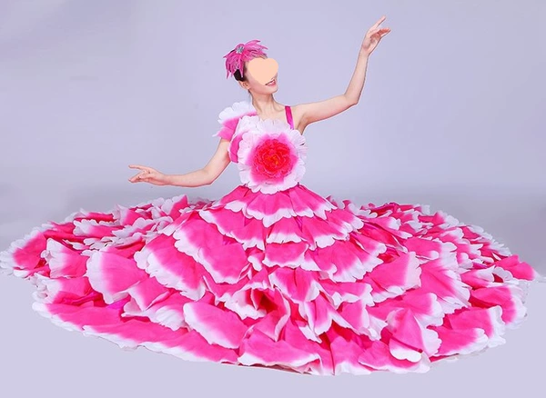 Rose red 540 -degree skirt