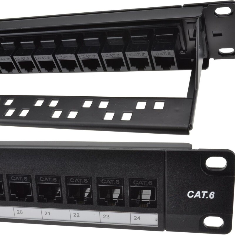 24 Port RJ45 CAT6A Shielded Through Coupler Distribution Frame 24 Port RJ45 CAT6A Shielded Through Coupler Distribution Frame