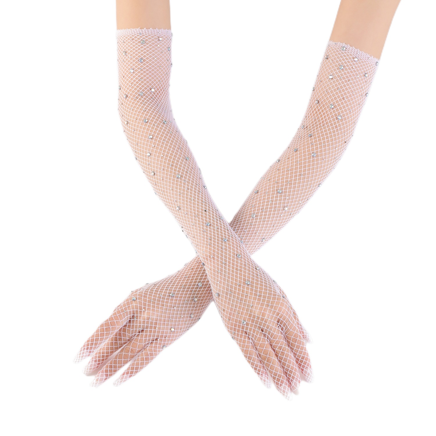 Guanti decorativi per la danza delle donne elastiche divertenti della rete da pesca sexy della discoteca della maglia del diamante caldo di nuova moda_voghion.com