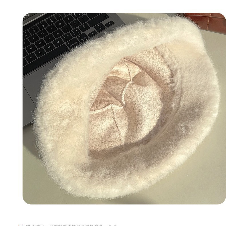网红毛绒渔夫帽秋冬季保暖加绒加厚帽子显脸小百搭时尚毛毛帽子女|undefined
