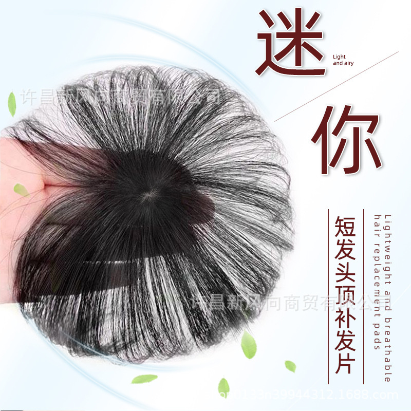 Full real hair partial head wig piece head twist hair patch lightweight mini one piece cover white hair hair patch