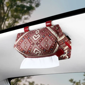 Car Sun Visor Leather Tissue Box, Light Luxury and High-End Feel, Car Sunroof Hanging Tissue Box, Multifunctional Storage Box