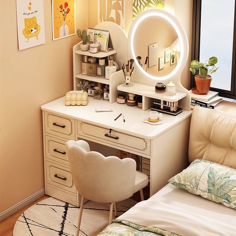 Comodador pequeño dormitorio simple moderno 2 en 1 escritorio mesa de maquillaje 2025 nuevo dormitorio principal espejo comodador