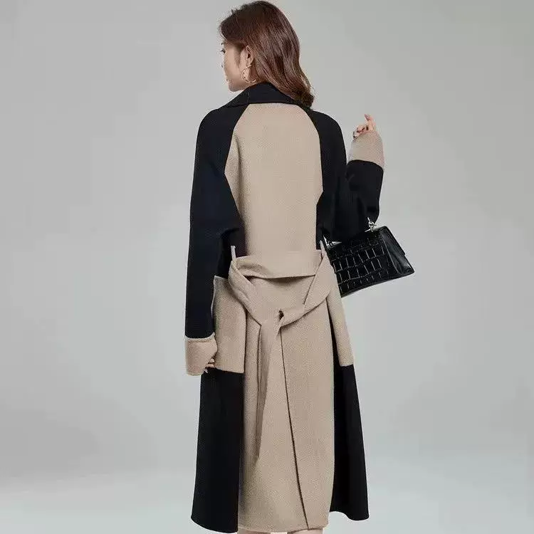 Пальто шерстяное, длинная зимняя куртка из двухстороннего бархата, длина макси, приталенная