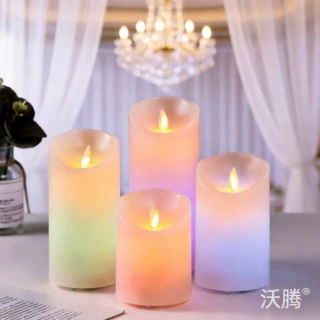 定制遥控定时摇摆遥控上黄光下七彩电子蜡烛浪漫结婚庆装饰LED灯