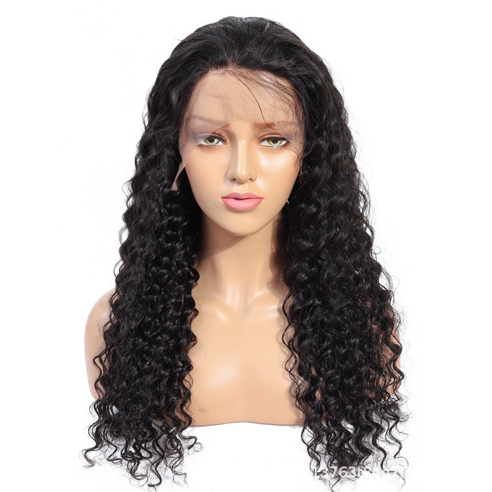 13x4 onda profunda frente encaje real peluca cabeza cubierta profunda peluca rizada encaje pelo cubierta negro