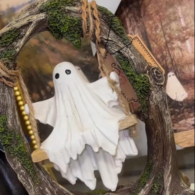 ハロウィン かわいいゴーストツリーブランコデコレーション ゴーストがブランコの木にハロウィンオーナメント|undefined