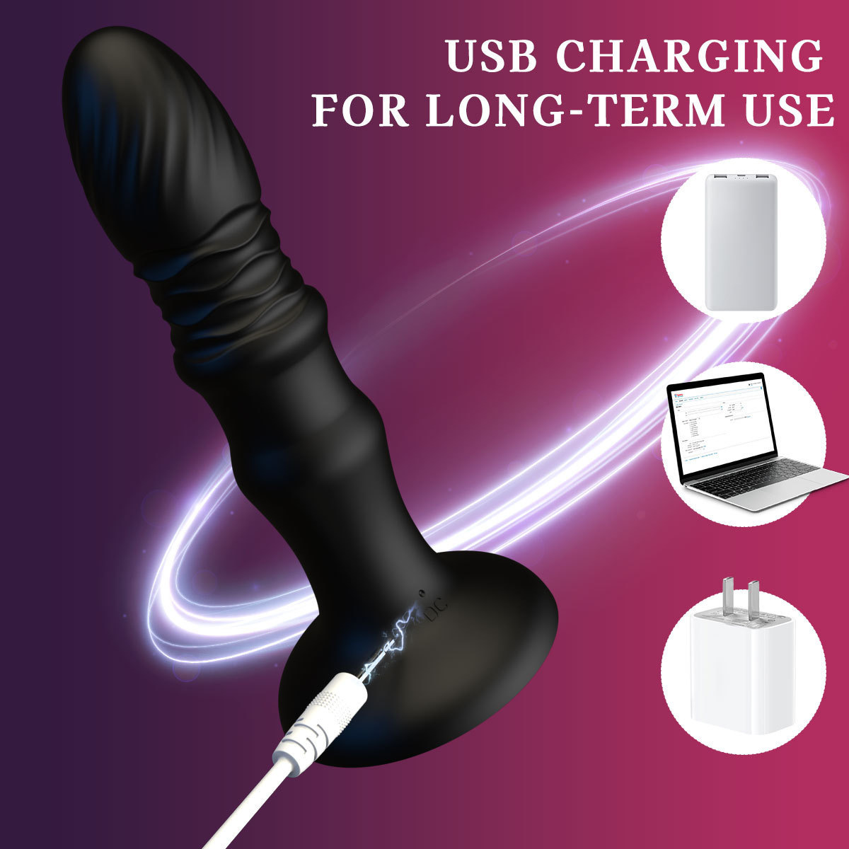 App-Controlled Retractable Silicone Prostate Massager with Vibrating Anal Beads — detail image 14