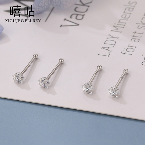Silver earrings support pierced ears, simple and compact, full silver earrings, daily earrings