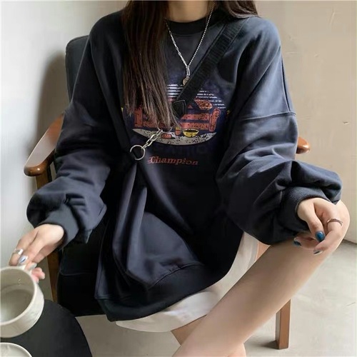 Super popular round neck sweatshirt for women  autumn new Korean style thin jacket student loose tops women's clothing wholesale