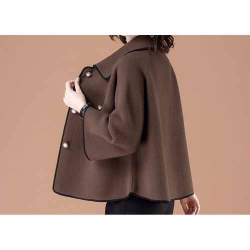 Mom's short style woolen coat  new spring and autumn Korean style noble woolen top clothes for middle-aged and elderly people