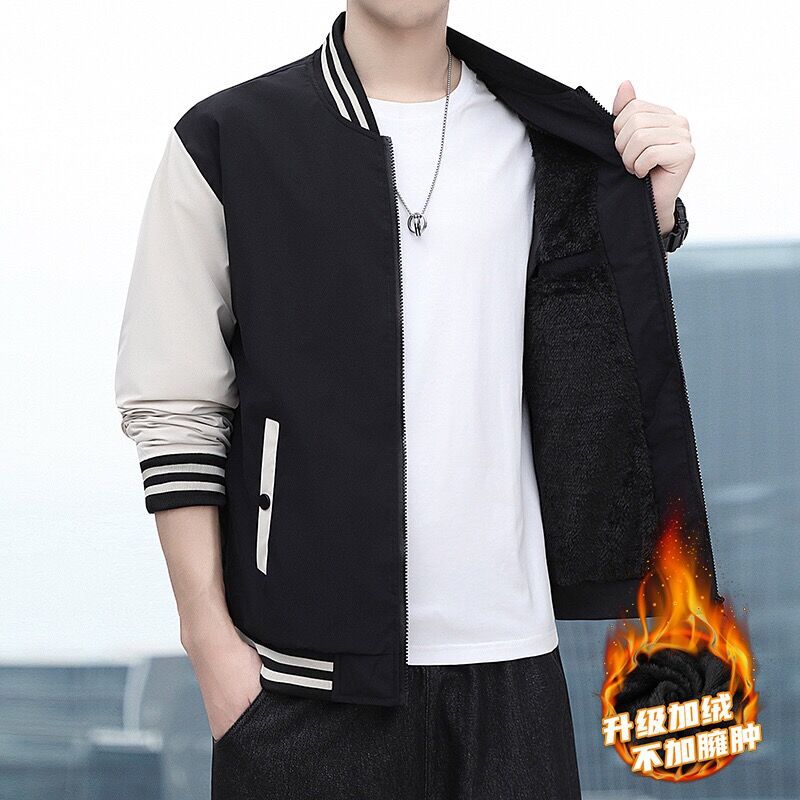 Chaqueta transfronteriza para hombres Otoño e Invierno moda coreana moda casual chaqueta uniforme de béisbol para hombres forro polar superior al por mayor