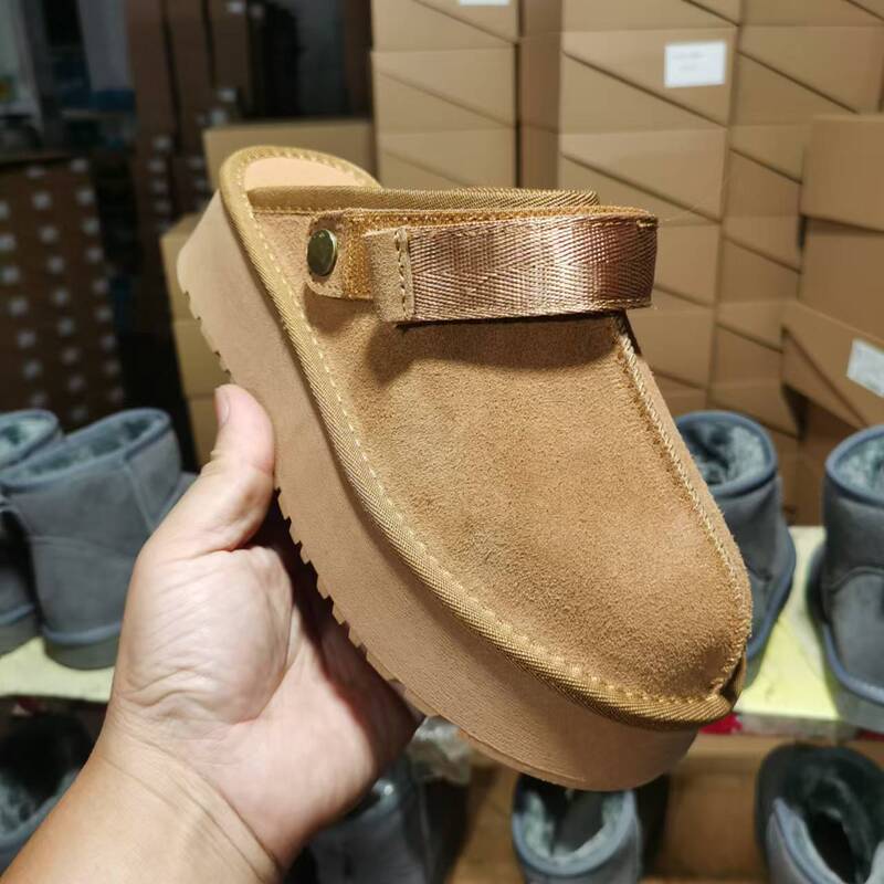 2024 New Cross-border Foreign Trade Snow Boots Thickened Slippers fleece-lined Two-wear Thick-soled Slippers Winter Birkenhair Slippers
