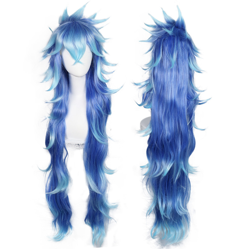 Idia Shroud Twisted Wonderland Little Mermaid COS Wig 100cm Blue Gradient Hierarchical Curls Idia Shroud Twisted Wonderland Little Mermaid COS Wig 100cm Blue Gradient Hierarchical Curls