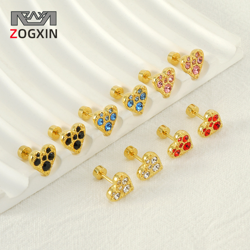 Pendientes de amor europeos y americanos que no se decoloran, pendientes de oreja, pendientes de acero inoxidable, pendientes al por mayor de diamantes exquisitos