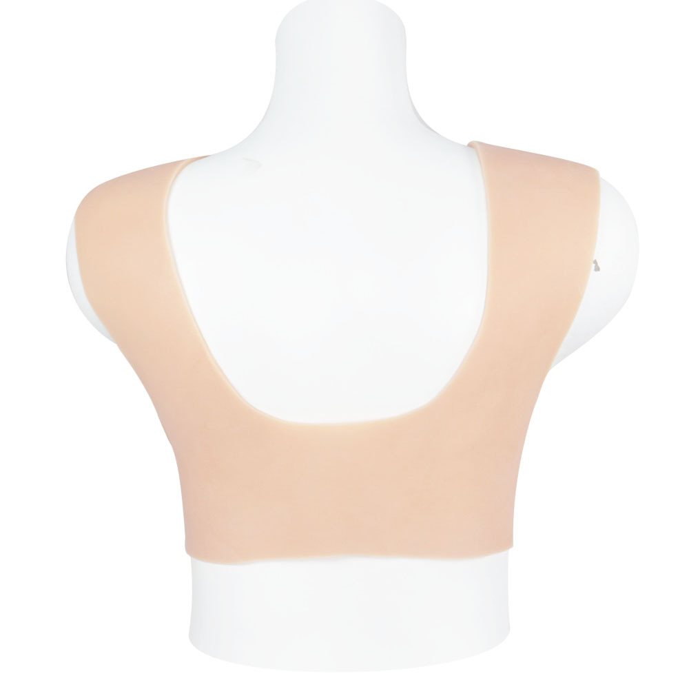 Round neck silicone prosthetic breast with hollow back CD cross-dressing transvestite breathable fake breast summer cool style prosthetic breast one piece delivery