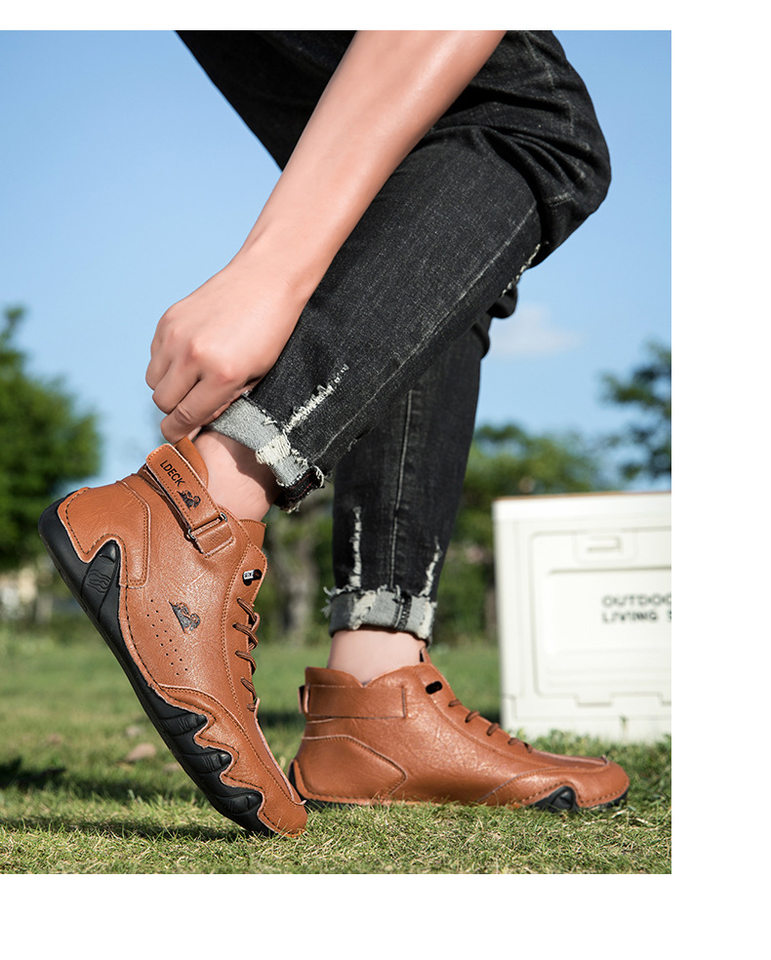 Bốt Martin nam cổ cao dáng ngắn, mũi tròn, đế bằng, phong cách thường ngày — C8008 màu kaki, C8008 màu xám, C8008 màu đen, F8008 Màu xanh lá cây chi tiết 19