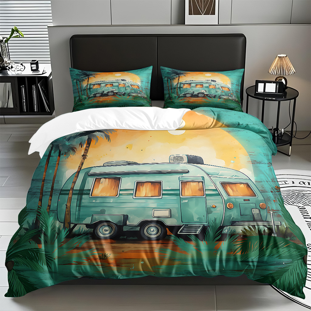 Ventas transfronterizas textiles caseros de ocio viento camping impresión digital abrasión quilt kit fuente de fábrica TEMU / JIT