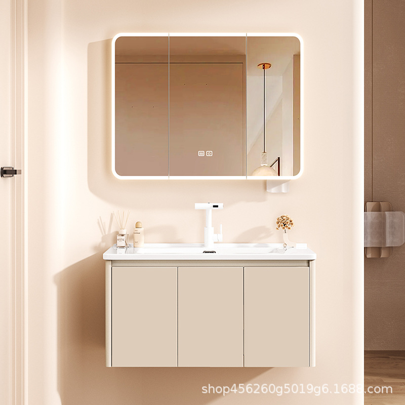 加厚蜂窝铝储物浴室柜圆角弧形设计卫生间陶瓷洗手洗漱盆镜柜组合