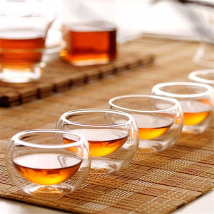Double-layer small tea cup heat-resistant borosilicate glass heat insulation thickened explosion-proof wholesale double-layer Cup