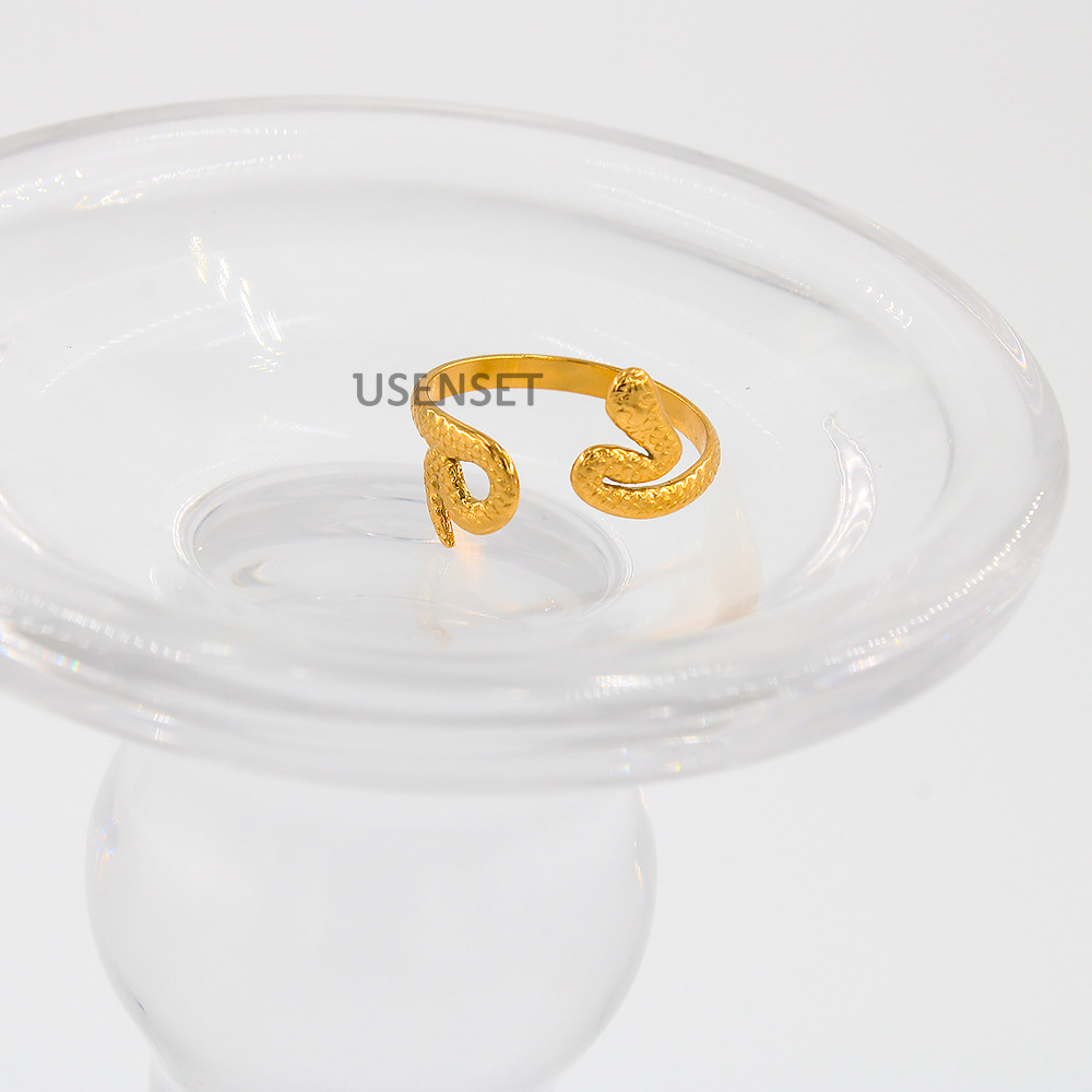 Simple Style Heart Shape Snake Stainless Steel Plating Open Ring 1 Piece