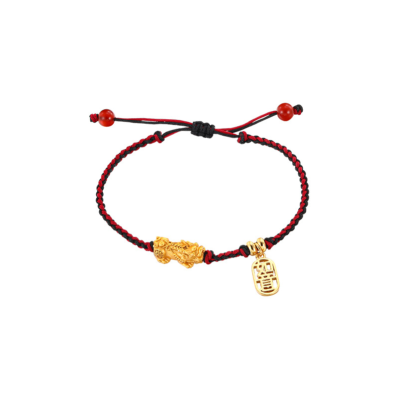 Xuping imitación de oro lujoso temperamento ligero tejido a mano pulsera de cuerda roja simple marca Fu Zhong joyas de Año Nuevo al por mayor mujeres