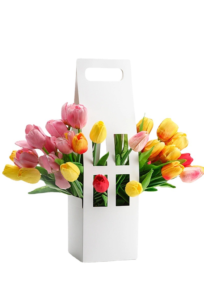 Caja de flores portátil caja de flores caja de arreglo de flores de clavel Rosa ramo caja de embalaje bolso caja de flores al por mayor