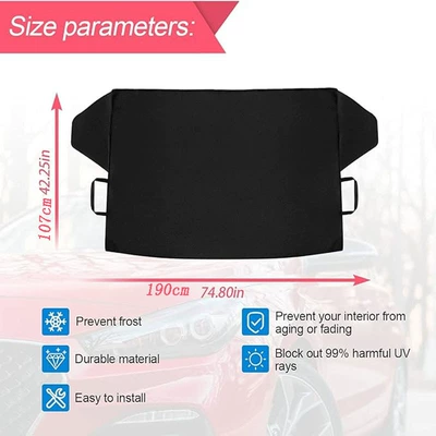 Amazon's same model of thickened Car snow shield - 190107-silver-white-reflective-strip