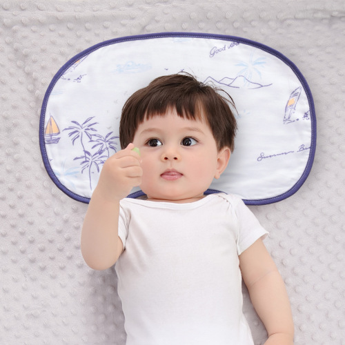 Newborn Baby Flat Pillow for Newborns, 10-Layer Cotton Gauze Pillow, Small Pillowcase, Spring and Summer