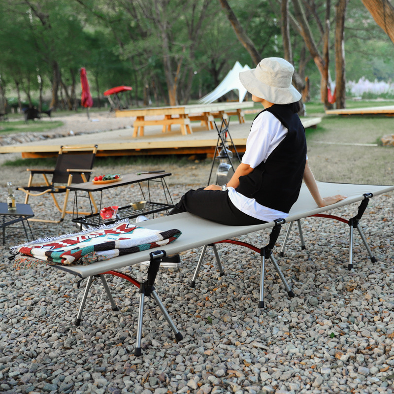 Outdoor Camping Folding Camp Bed Portable Ultra Light Aluminum Alloy Camping Bed Field Self-driving Office Lunch Bed