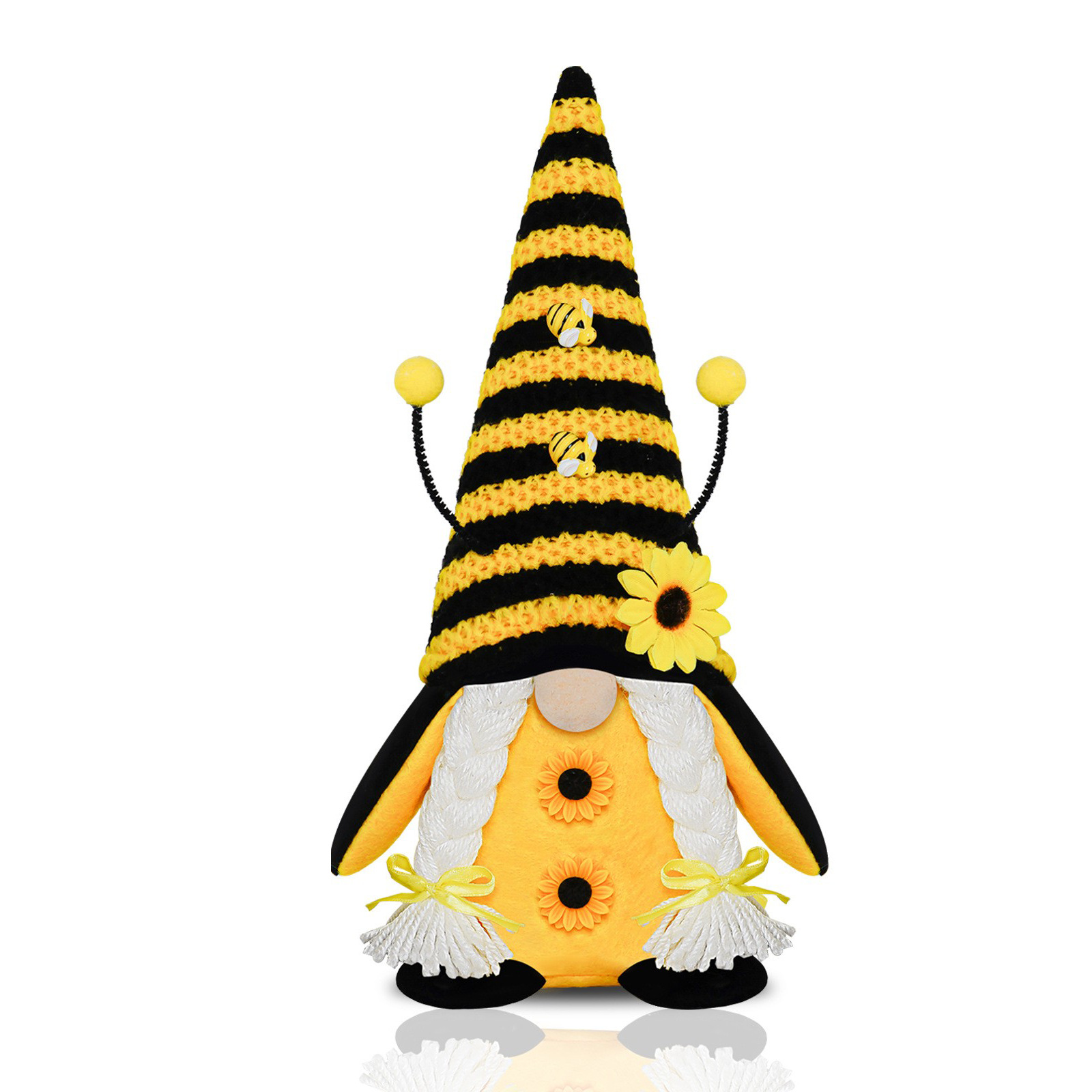 Festival de la abeja muñeca sin rostro Rudolf muñeca de punto abeja viejo Festival girasol muñeca Decoración