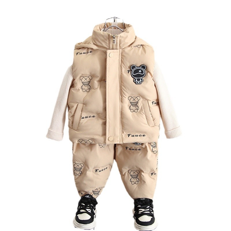 6992 chaleco de algodón para niños chaleco de dos piezas para niños 2025 otoño e invierno nuevo traje de invierno para niños