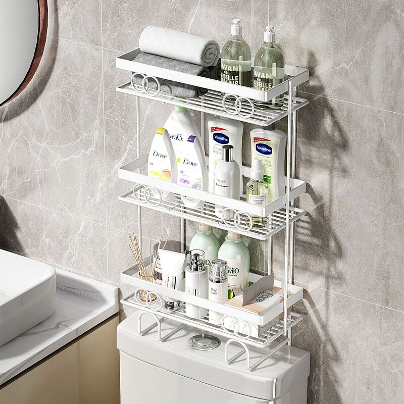 Large Capacity Storage Basket Above the Toilet in the Bathroom, No-Installation Shelf, Tissue Storage, Toilet Rack, Wall-Mounted Large Capacity Storage Basket Above the Toilet in the Bathroom, No-Installation Shelf, Tissue Storage, Toilet Rack, Wall-Mounted