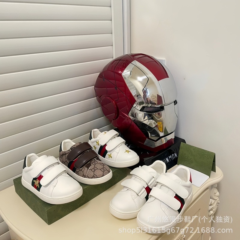 G家小蜜蜂刺绣小白鞋儿童板鞋2025新春秋经典软底休闲魔术贴单鞋|undefined