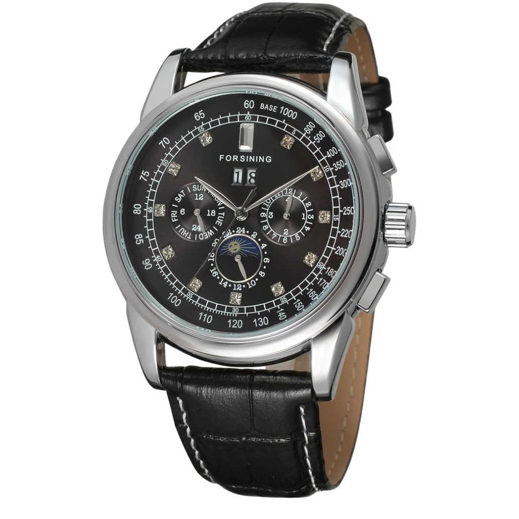 Forsining reloj mecánico automático de los hombres multifunción calendario semana volante mecánico reloj de pulsera reloj de ocio
