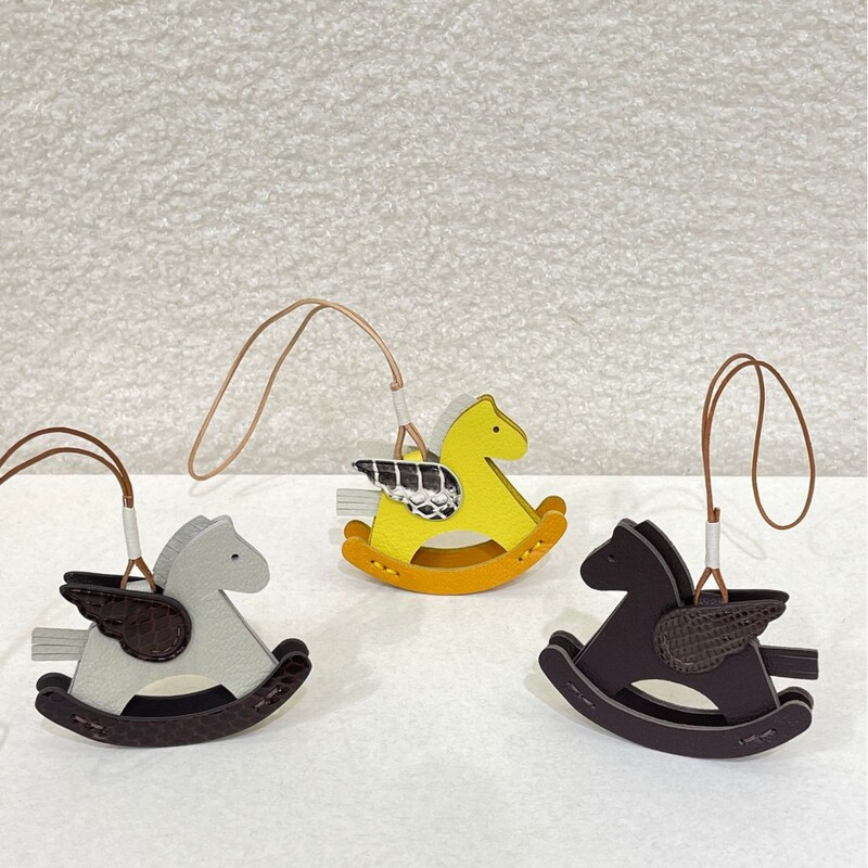 Bag Accessories Little Pegasus Pendant Handmade DIY Genuine Leather Rocking Horse Pendant Keychain Car Accessories Decoration