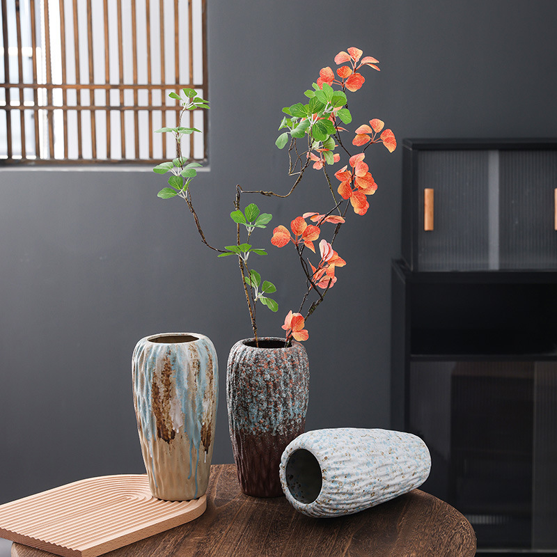 European-Style Kiln-Turned Vase Ceramic High-End Stoneware Retro Home Decoration Ornaments Hydroponic Flowers Pottery Flower Vessels