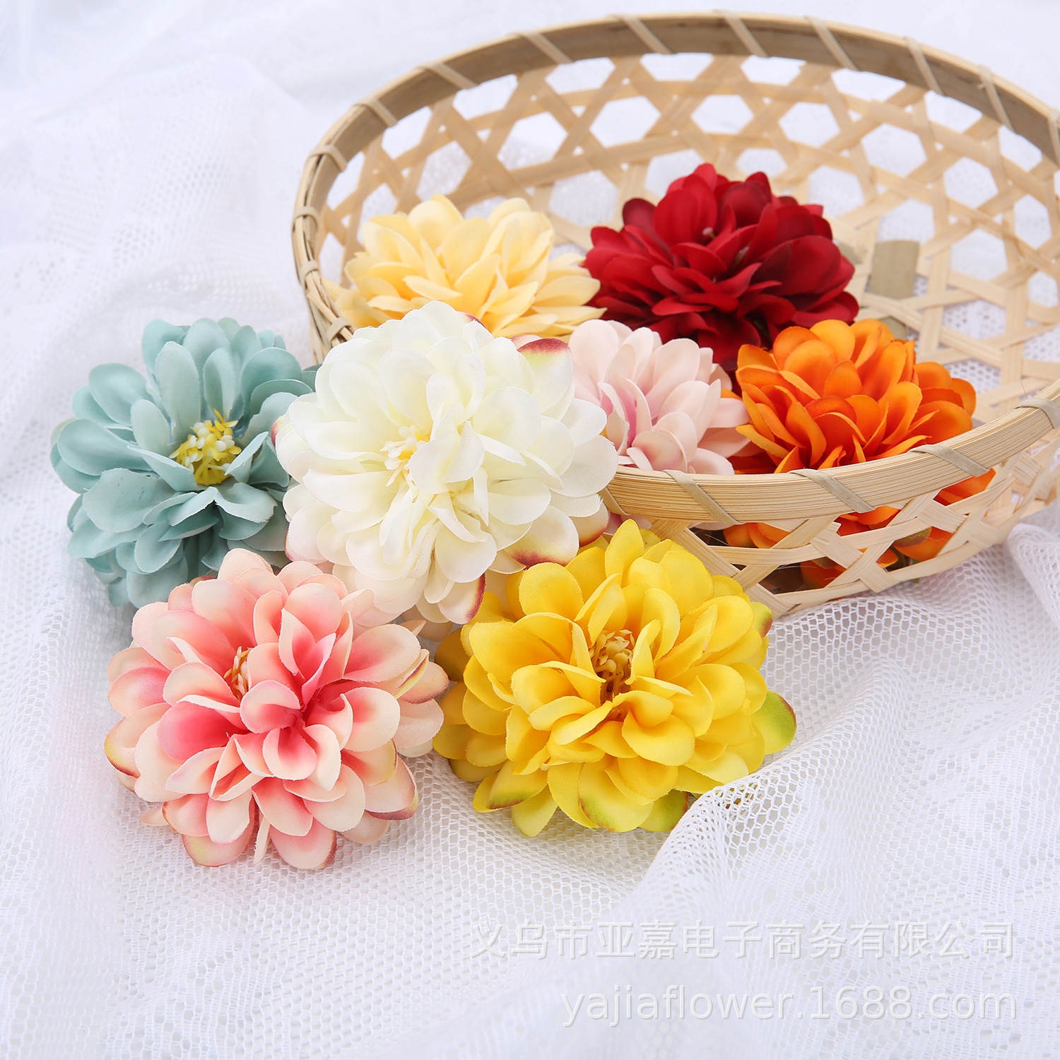 仿真花头 球菊 绢布diy手工发卡草帽搭配材料 立体艺术假花装饰|ms