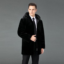 秋冬进口海宁水貂绒皮草男品牌貂皮大衣男士整貂中长款保暖外套男