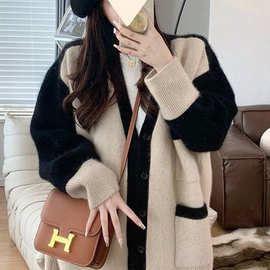 新款宽松慵懒风毛衣针织开衫秋季上衣女气质名媛外套女