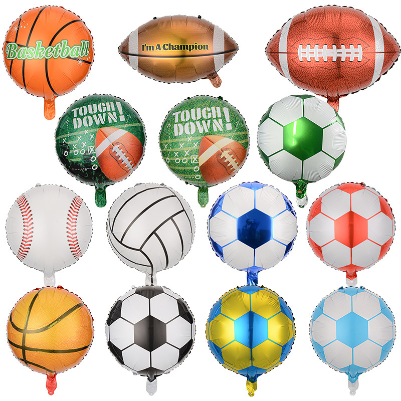 18 inch cross-border black and white football aluminum foil balloon basketball European Cup stadium decorative props round aluminum film balloon