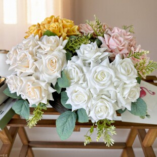 The new simulation flower 7 heads hold the Chinese curly wedding hotel flower arrangement site arrangement bianmei matching fake flower decoration