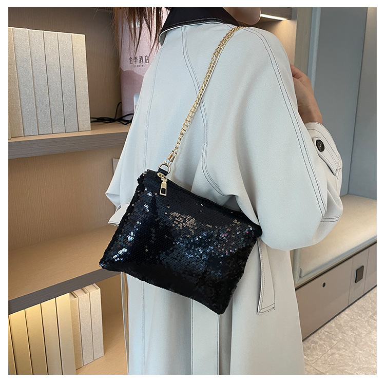 Women's Small Sequin Solid Color Streetwear Sequins Zipper Shoulder Bag display picture 10