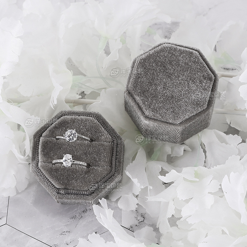 라이트 그레이 싱글 링 박스 [귀걸이 보관 가능]